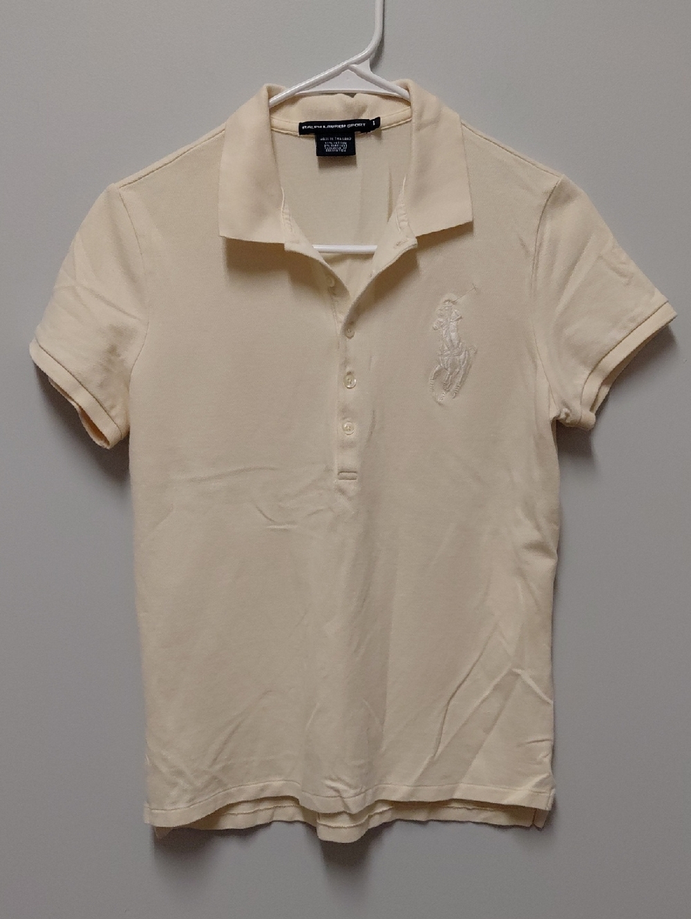 Ralph Lauren Women's Pale Yellow Polo with Embroidered Pony